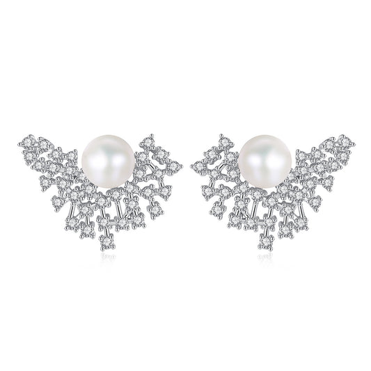 925 Sterling Silver Natural Pearl Drop Earrings Fashion Jewelry Gift for Women Girls
