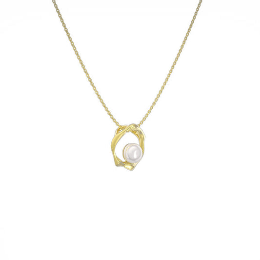 925 Sterling Silver Natural Pearl Necklace Fashion Jewelry Gift for Women Girls