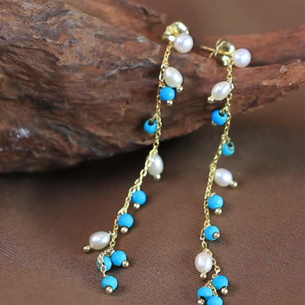 925 Sterling Silver Natural Pearl Earrings Fashion Jewelry Gift for Women Girl