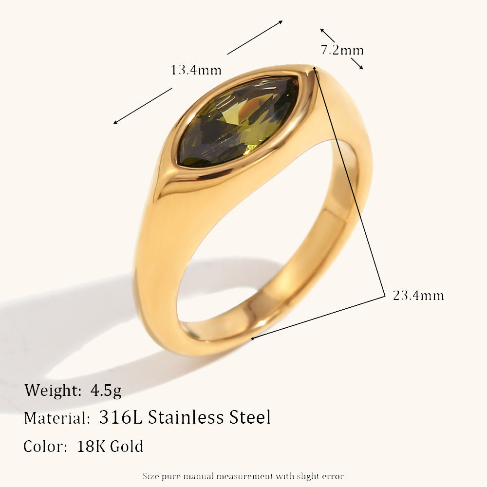 316L Stainless Steel Minimalist Fashion Zircon Ring