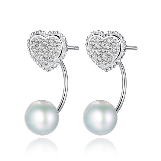 925 Sterling Silver Natural Pearl Long Drop Earrings Fashion Jewelry Gift for Women Girls