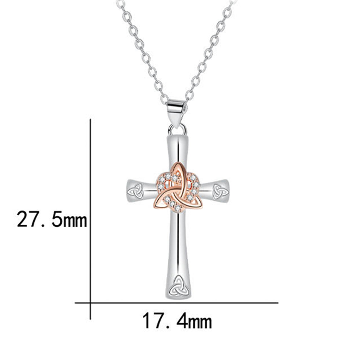 Copper With Silver/Rosegold Plated Cross Pendant Necklace