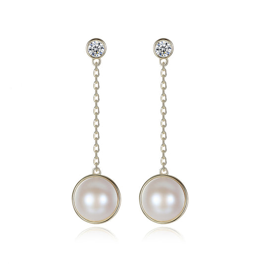 925 Sterling Silver Natural Pearl Drop Earrings Fashion Jewelry Gift for Women Girls