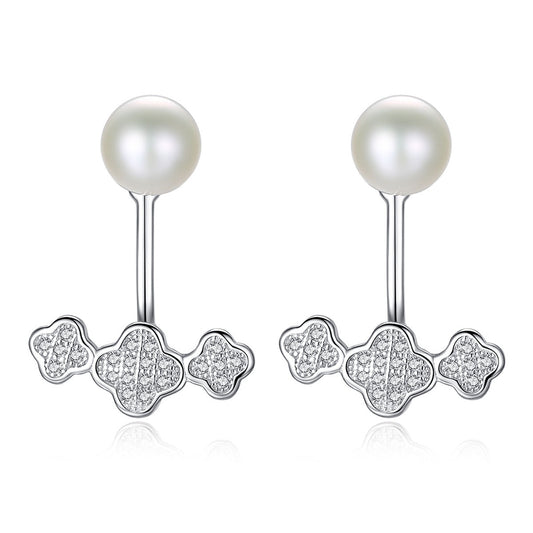 925 Sterling Silver Natural Pearl Drop Earrings Fashion Jewelry Gift for Women Girls
