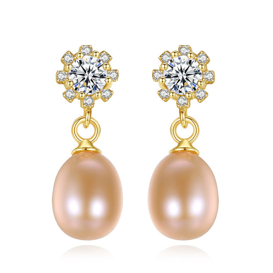 925 Sterling Silver Natural Pearl Drop Earrings Fashion Jewelry Gift for Women Girls