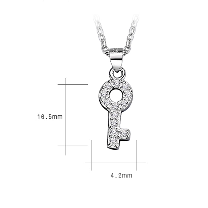 925 Sterling Silver Fashion Key Pendant Necklace