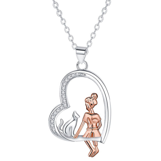 Copper With Silver/Rosegold Plated Heart Pendant Necklace for Women