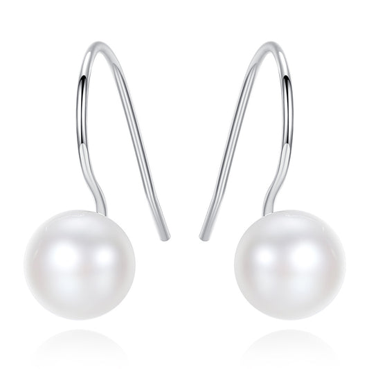 925 Sterling Silver Natural Pearl Long Drop Earrings Fashion Jewelry Gift for Women Girls