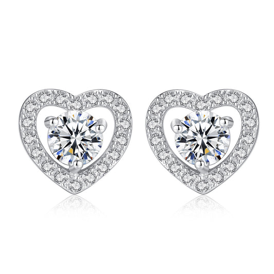 925 Sterling Silver Heart Earrings Fashion Jewelry Gift for Women Girls