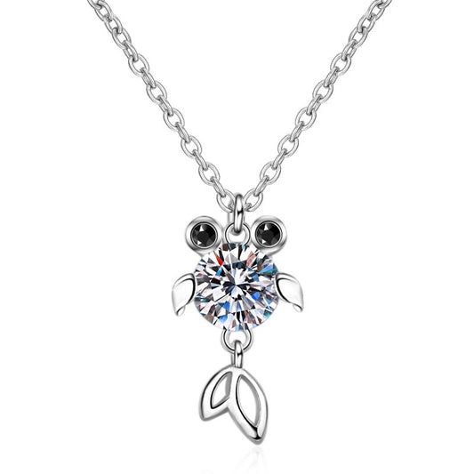925 Sterling Silver Moissanite Fish Pendant Necklace