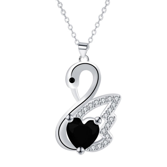 Copper With Silver Plated Swan Pendant Necklace