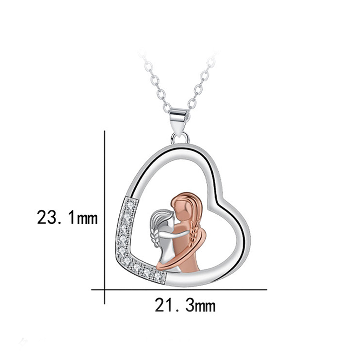 Copper With Silver/Rosegold Plated Heart Pendant Necklace