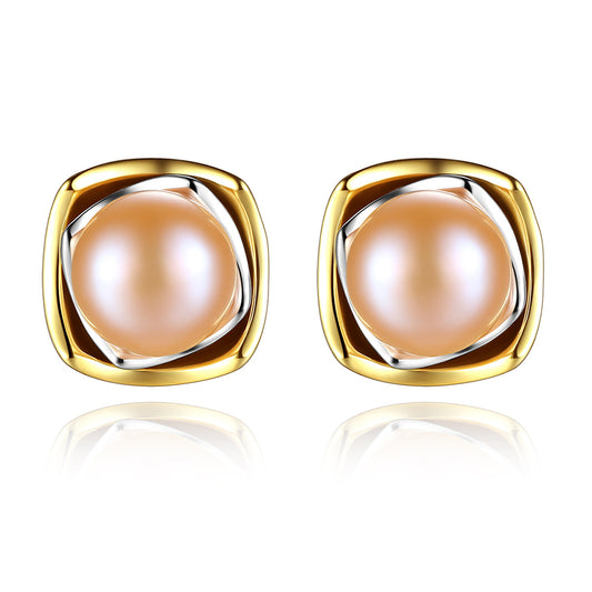 925 Sterling Silver Natural Pearl Stud Earrings Fashion Jewelry Gift for Women Girls