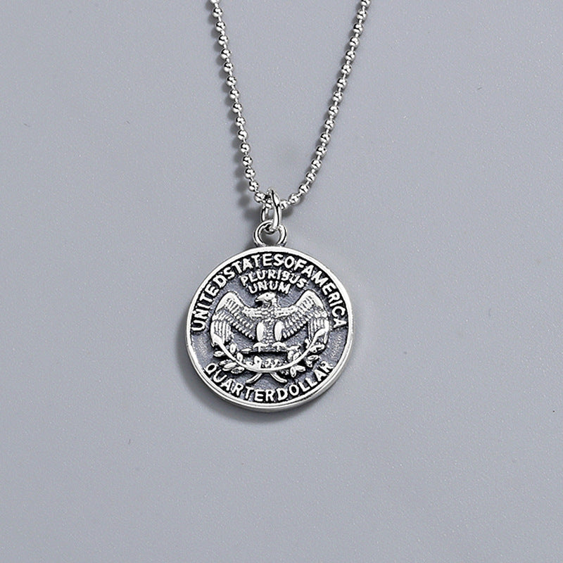 925 Sterling Silver Fashion Round Plate Necklace