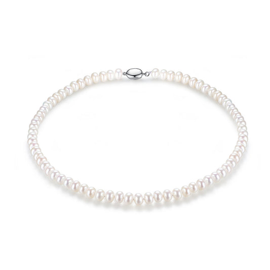 925 Sterling Silver Natural Pearl Necklace Fashion Jewelry Gift for Women Girls