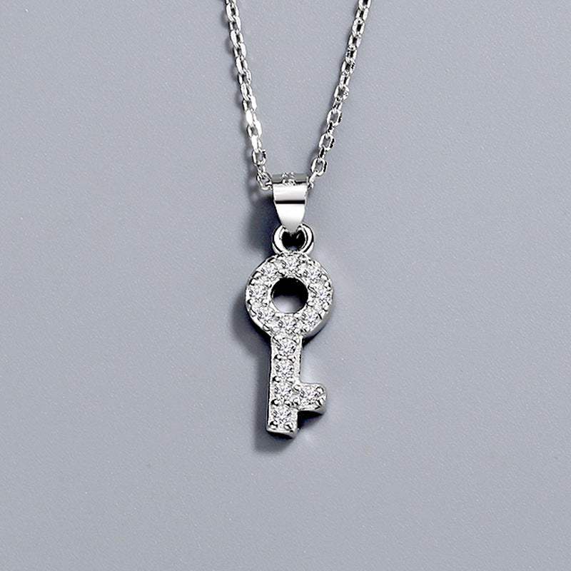 925 Sterling Silver Fashion Key Pendant Necklace