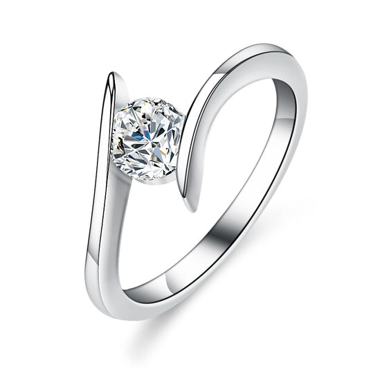 925 Sterling Silver Elegant Cubic Zirconia Classical Fashion Ring