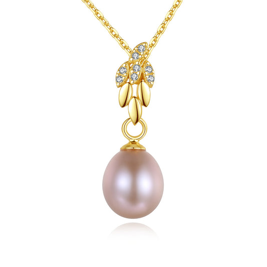 925 Sterling Silver Natural Pearl Drop Necklace Fashion Jewelry Gift for Women Girls