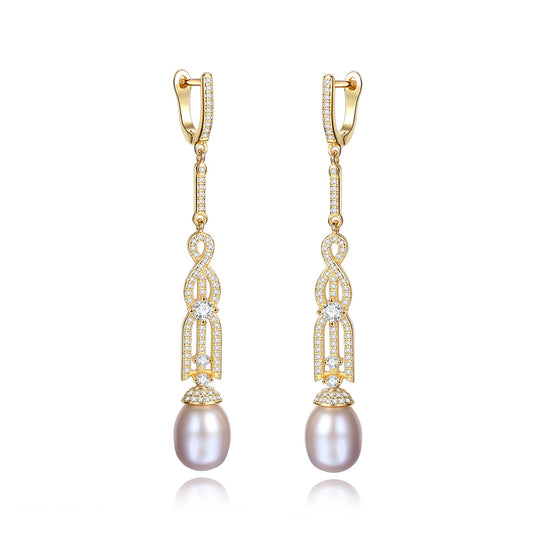 925 Sterling Silver Natural Pearl Drop Earrings Fashion Jewelry Gift for Women Girls