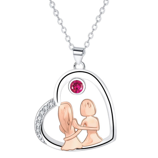 Copper With Silver/Rosegold Plated Heart Pendant Necklace