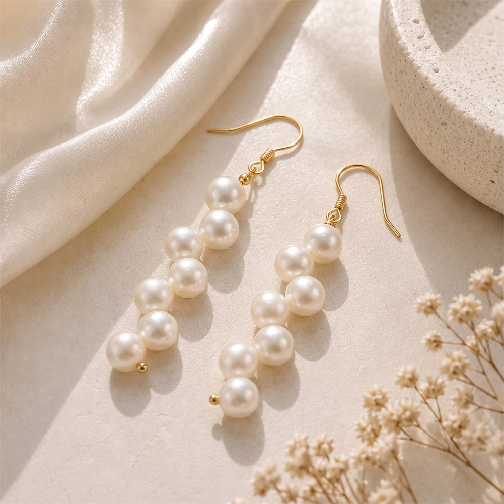 Pendientes de aro con perla natural en plata de ley 925, joyería de moda, regalo para mujeres y niñas.