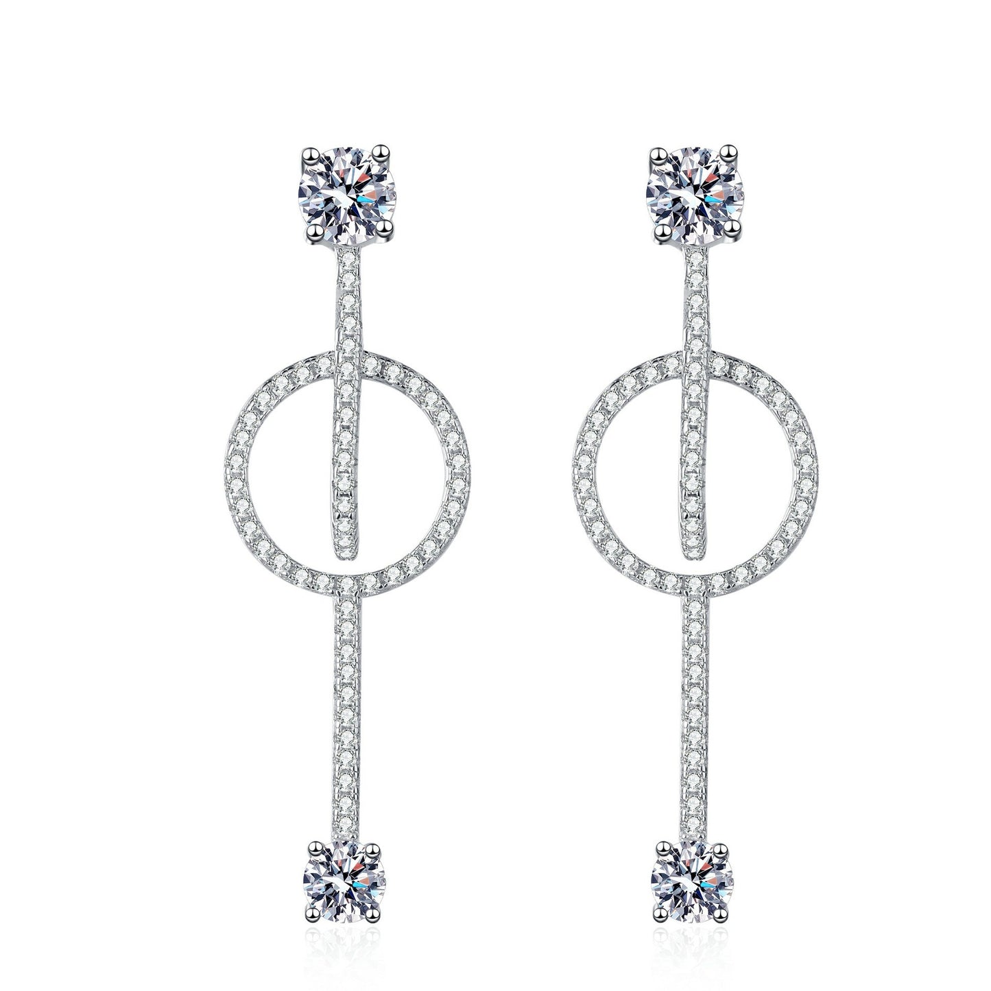 925 Sterling Silver Moissanite Irregular Long Post Earrings