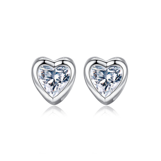 925 Sterling Silver Heart Earrings Fashion Jewelry Gift for Women Girls