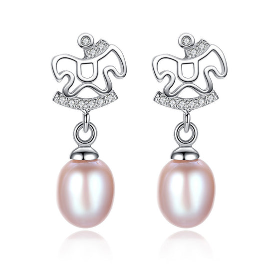925 Sterling Silver Natural Pearl Drop Earrings Fashion Jewelry Gift for Women Girls