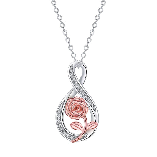 Copper With Silver/Rosegold Plated Love Pendant Necklace