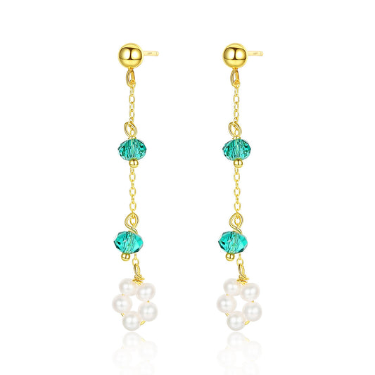 925 Sterling Silver Natural Pearl Drop Earrings Fashion Jewelry Gift for Women Girls