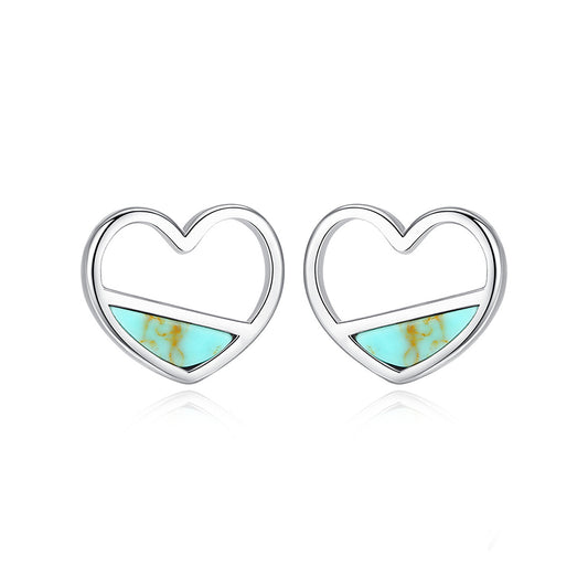 925 Sterling Silver Heart Earrings Fashion Jewelry Gift for Women Girls