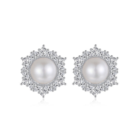 925 Sterling Silver Natural Pearl Drop Earrings Fashion Jewelry Gift for Women Girls