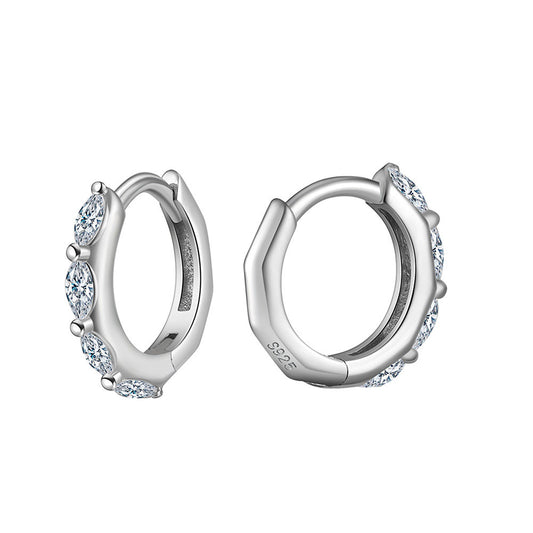 925 Sterling Silver Hoop Zircon Earrings