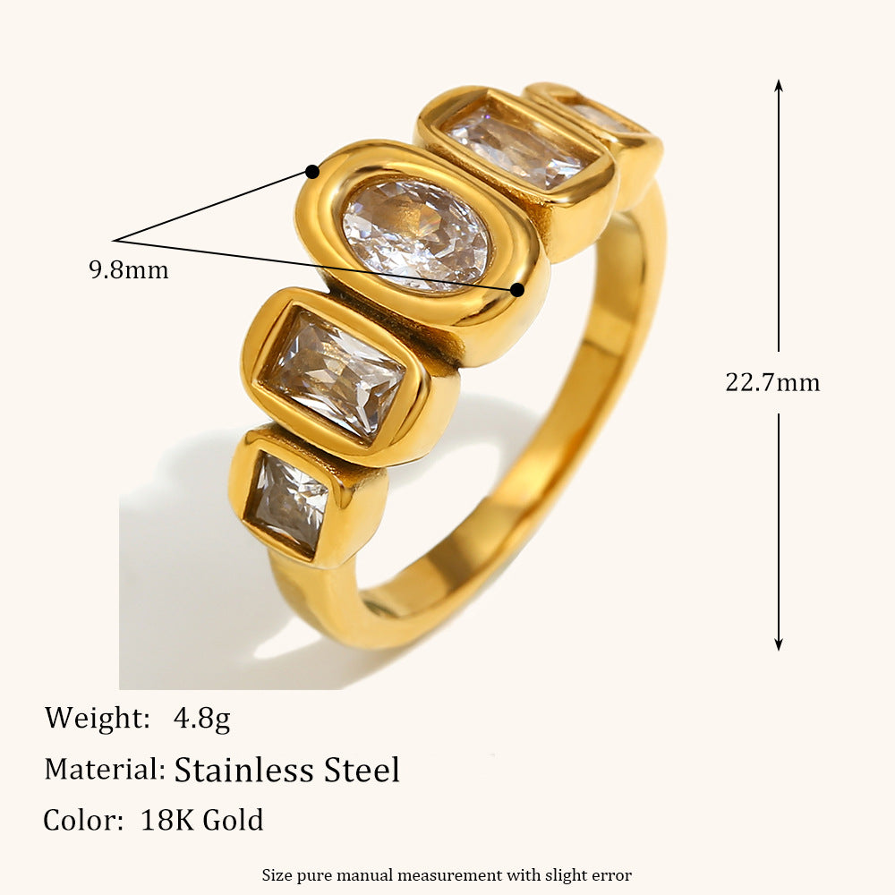 316L Stainless Steel Minimalist Fashion Zircon Ring