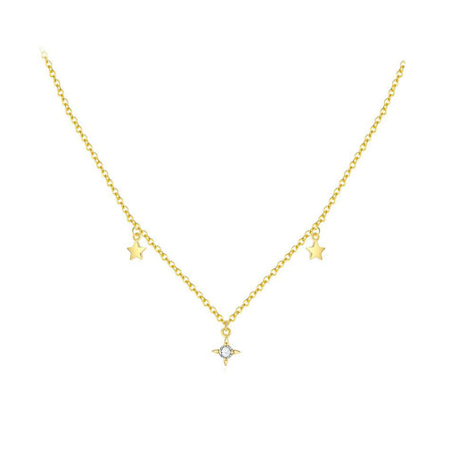 925 Sterling Silver Moon and Star Pendant Necklace