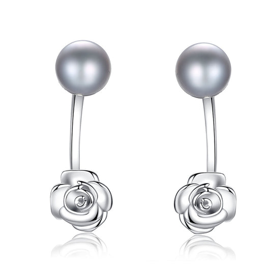 925 Sterling Silver Natural Pearl Long Drop Earrings Fashion Jewelry Gift for Women Girls