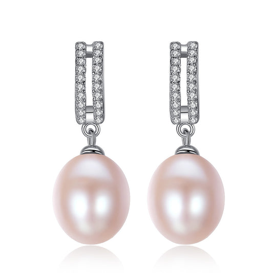 925 Sterling Silver Natural Pearl Drop Earrings Fashion Jewelry Gift for Women Girls