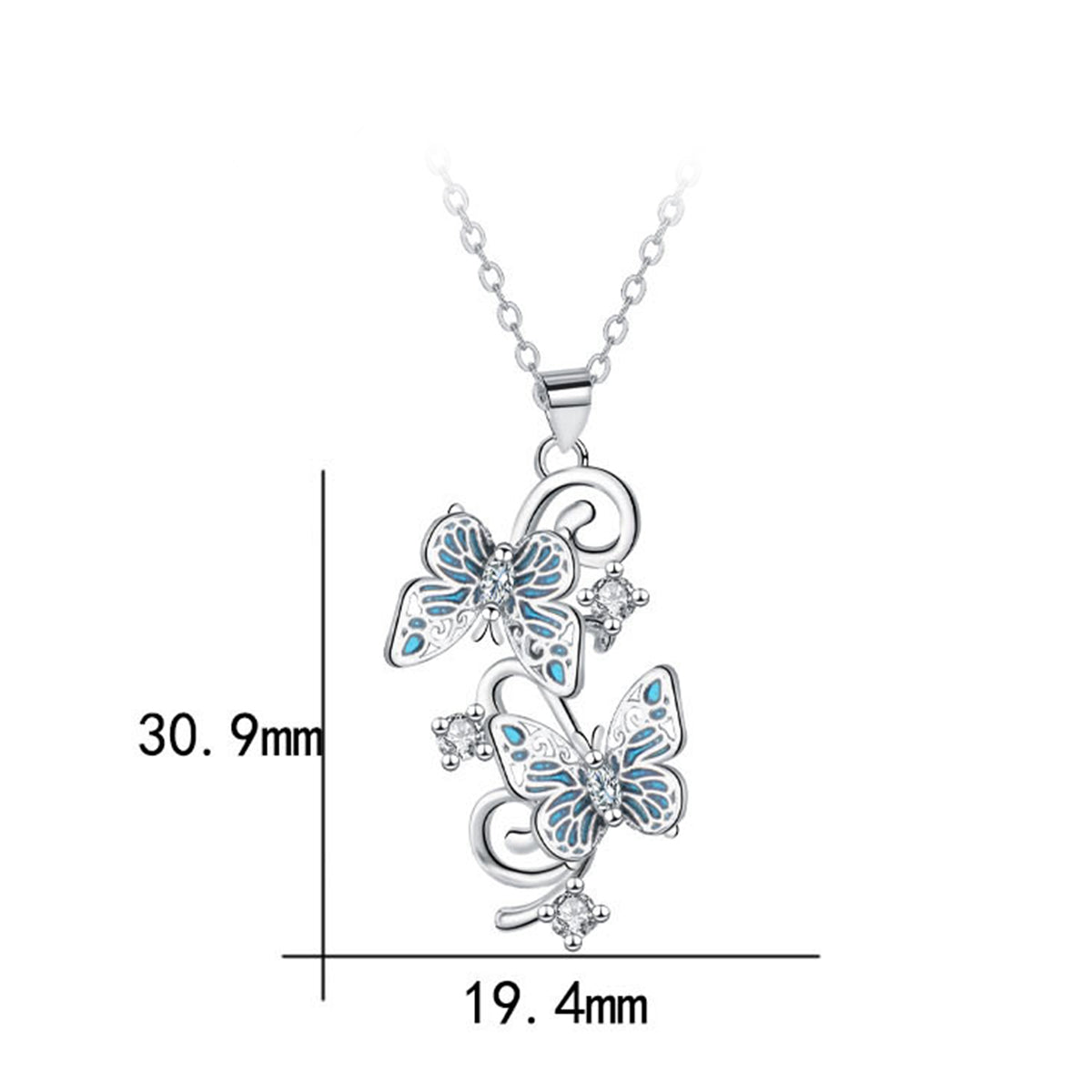 Copper With Silver Plated Butterfly Pendant Necklace