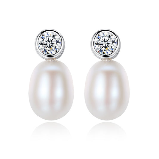 Pendientes colgantes de perla natural de plata de ley 925, joyería de moda, regalo para mujeres y niñas.