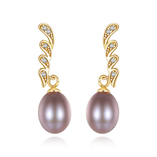 925 Sterling Silver Natural Pearl Drop Earrings Fashion Jewelry Gift for Women Girls