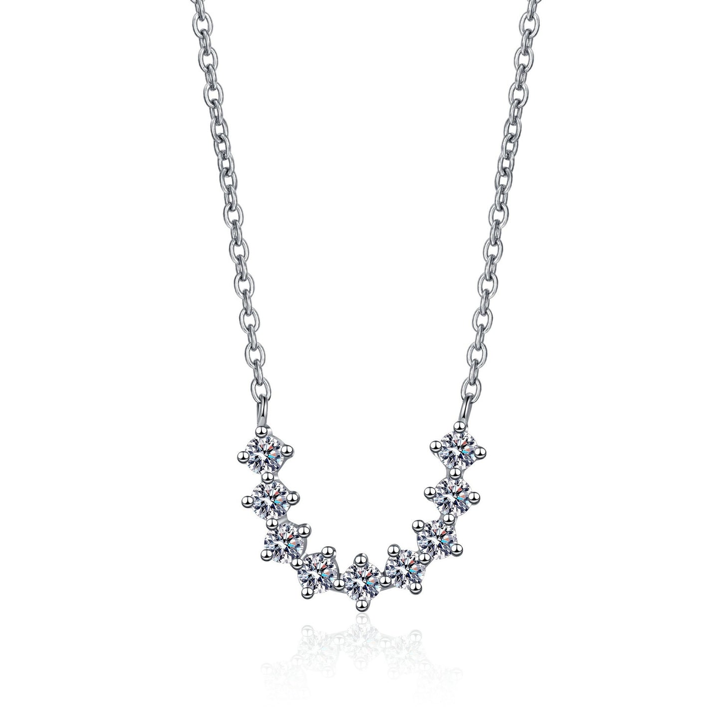925 Sterling Silver Moissanite U Shape Necklace