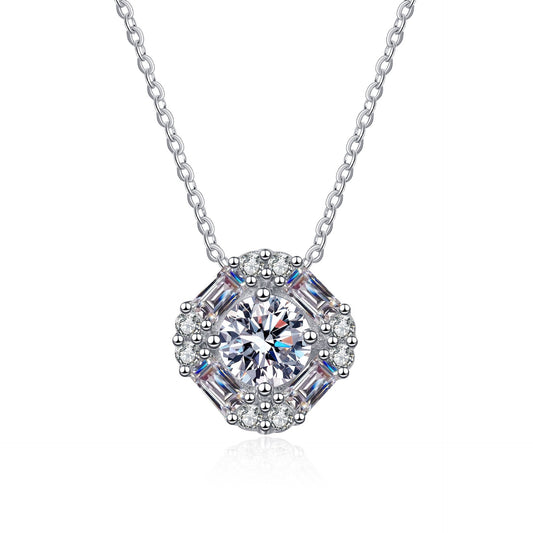 925 Sterling Silver Round Moissanite Luxury Necklace