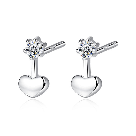925 Sterling Silver Heart Earrings Fashion Jewelry Gift for Women Girls