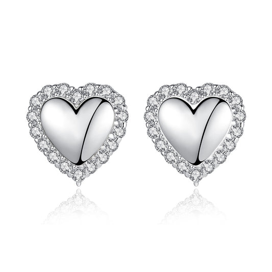 925 Sterling Silver Heart Earrings Fashion Jewelry Gift for Women Girls