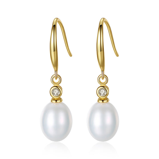 925 Sterling Silver Natural Pearl Drop Earrings Fashion Jewelry Gift for Women Girls