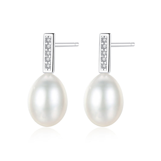 Pendientes colgantes de perla natural de plata de ley 925, joyería de moda, regalo para mujeres y niñas.