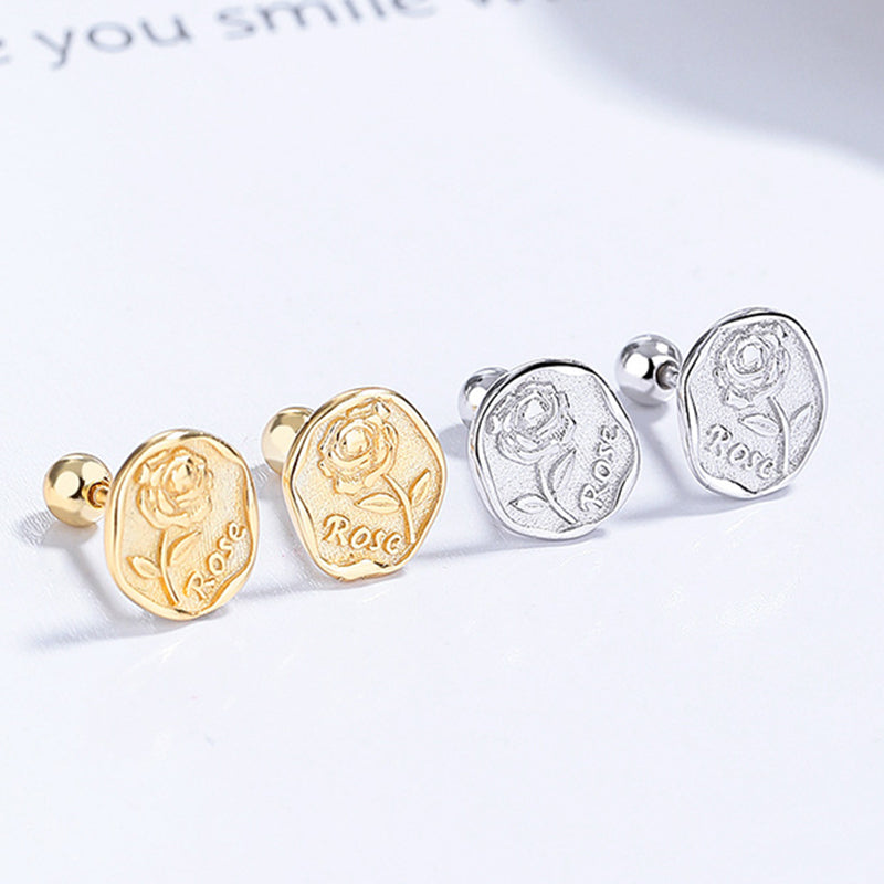 925 Sterling Silver Flower Screwed Earrings