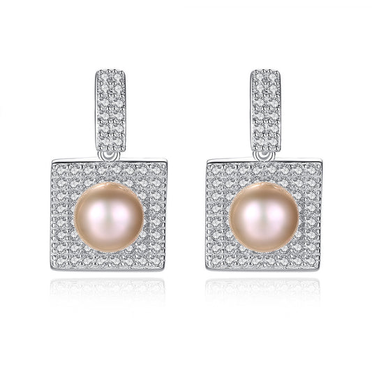 925 Sterling Silver Natural Pearl Drop Earrings Fashion Jewelry Gift for Women Girls