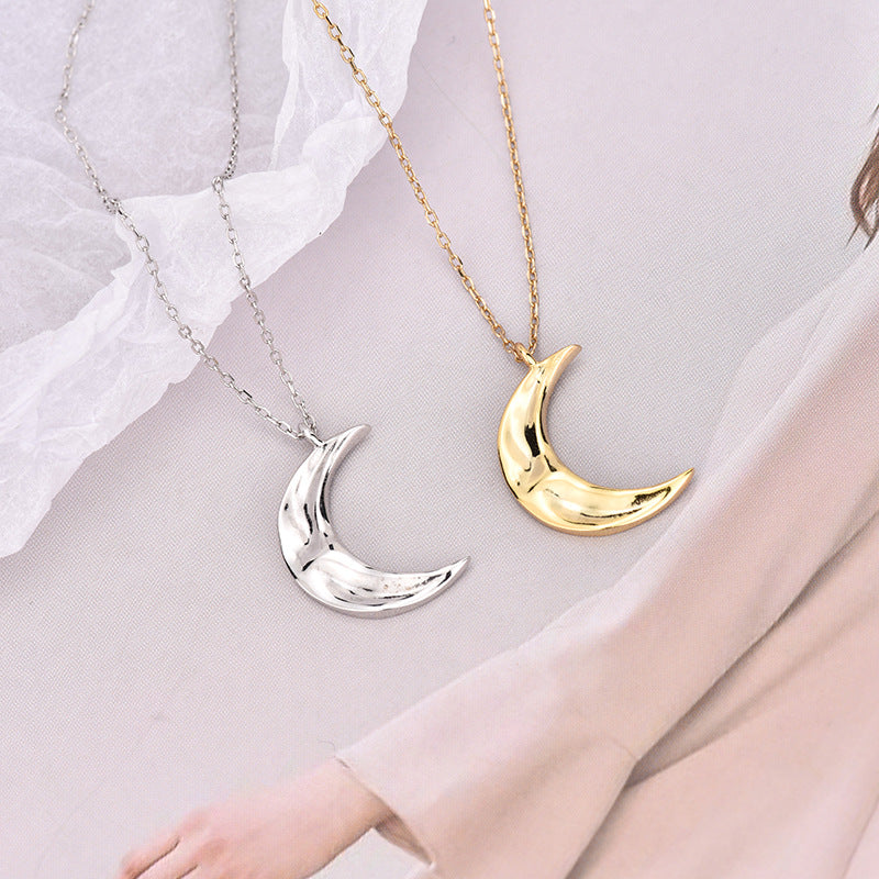 925 Sterling Silver Fashion Moon Pendant Necklace