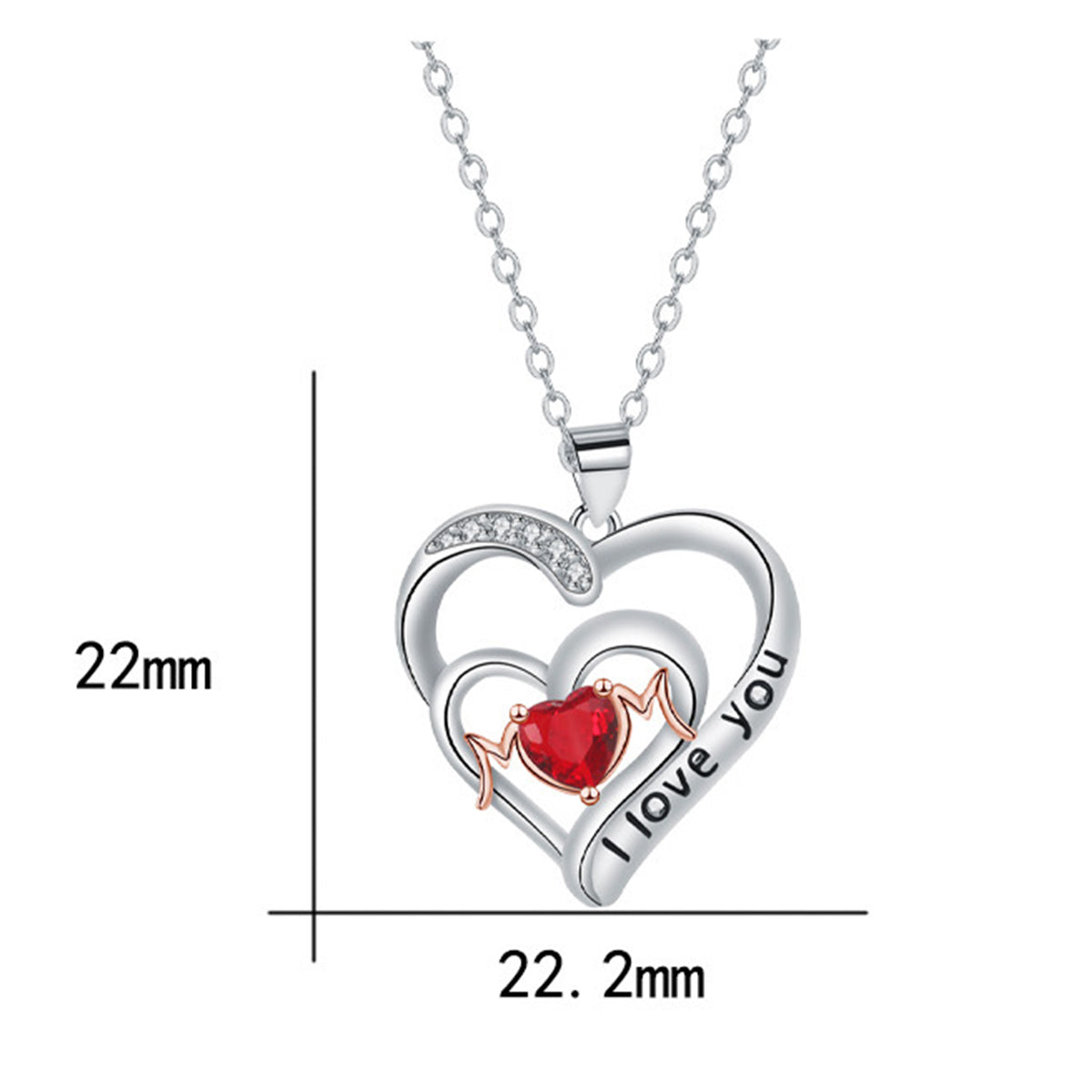 Copper With Silver/Rosegold Plated Heart Pendant Necklace